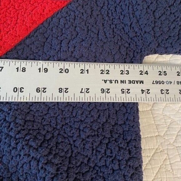 Tommy Hilfiger Hooded Sherpa Colorblock Chevron Full Zip Jacket L Blue Red Retro - Picture 6 of 12